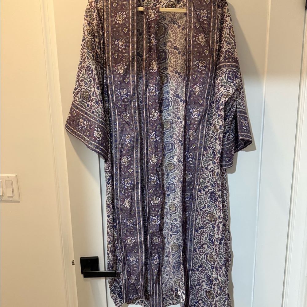 SEA Purple Floral Swimsuit Duster Kimono